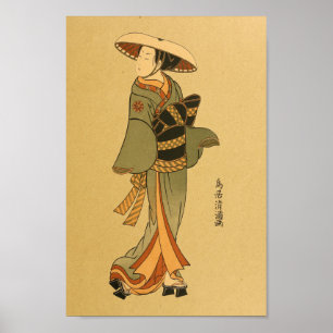 Poster Femme d'art mural japonaise vintage
