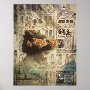Poster Femme D'Art vintage Qu'Elle Veut Pour La Journée G