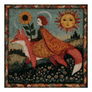 Poster Femme de conte de fée et renard