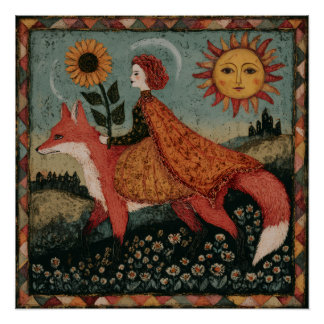 Poster Femme de conte de fée et renard