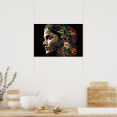 Poster Femme de feuilles et de fleurs (Cuisine)