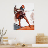 Poster Femme de Flapper en Cloche Casquette chasse aux oi (Cuisine)