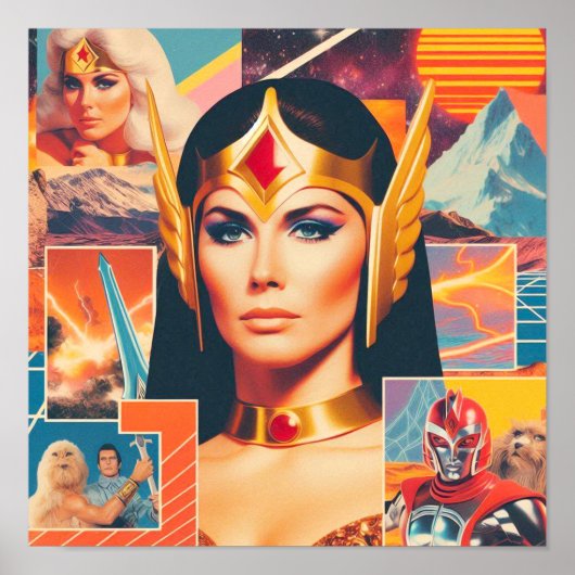 Poster Femme de guerrière de science-fiction Retrowave (Devant)