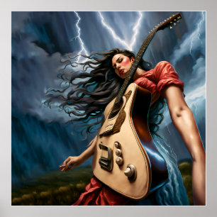 Poster Femme de guitare torsadée