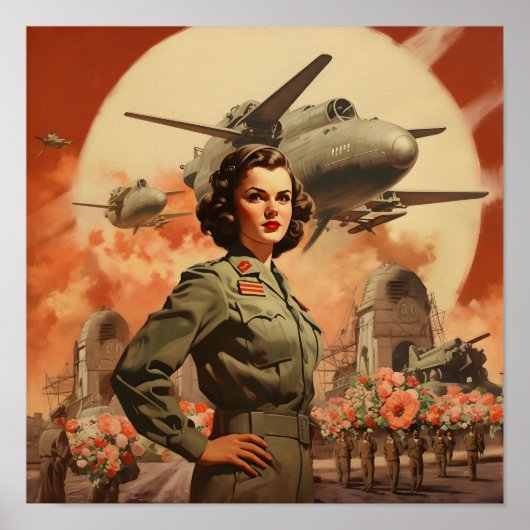Poster Femme de l'époque de la Seconde Guerre mondiale en (Devant)