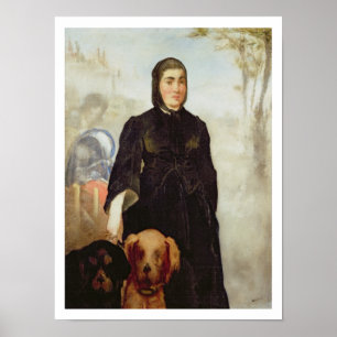 Poster Femme de Manet avec des chiens, 1858