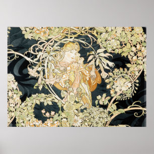 Poster Femme de Mucha une marguerite des prés de La