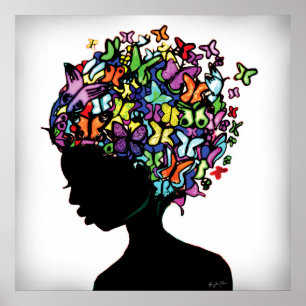 Poster Femme de papillon
