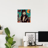 Poster Femme de Retrowave Goth (Bureau à domicile)