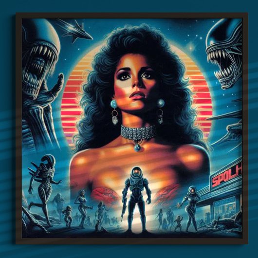 Poster Femme de science-fiction Retrowave des années 80