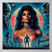 Poster Femme de science-fiction Retrowave des années 80 (Devant)