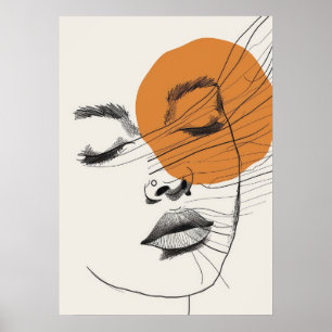 Poster Femme de style Boho face soleil, Art en ligne