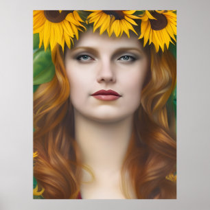 Poster Femme de tournesol
