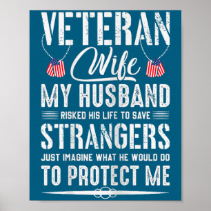 Poster Femme de vétéran militaire cool mari de l'armée