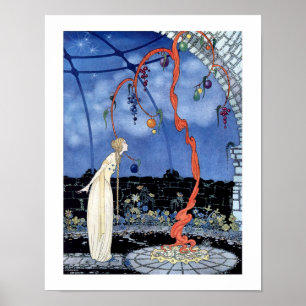 Poster Femme debout devant un arbre étrange