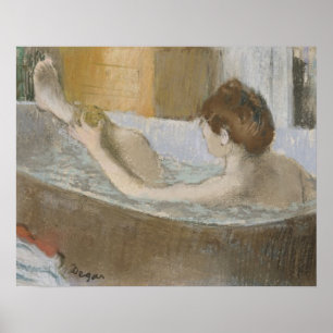 Poster Femme d'Edgar Degas à son Bath, épongeant sa