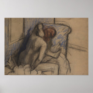 Poster Femme d'Edgar Degas séchant ses cheveux