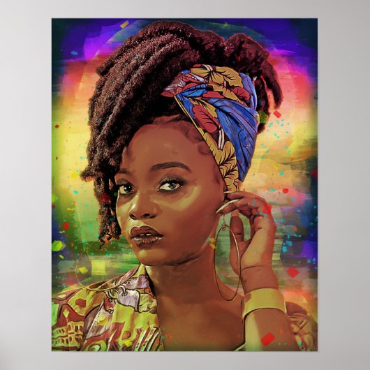 Poster Femme des Caraïbes noires avec Dreads (Devant)