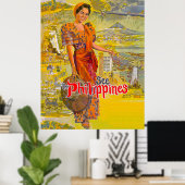 Poster Femme des philippines, voyage vintage (Bureau à domicile)