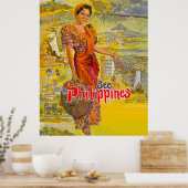 Poster Femme des philippines, voyage vintage (Cuisine)