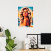 Poster Femme d'été des années 80 (Bureau à domicile)