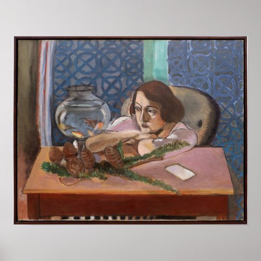 Poster Femme devant un aquarium Matisse (Devant)