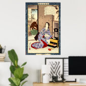Poster Femme dévouée Chiyo Mizuno Toshikata 1902 (Bureau à domicile)