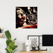 Poster Femme d'horreur pulp vintage (Bureau à domicile)