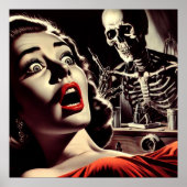Poster Femme d'horreur pulp vintage (Devant)