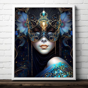Poster Femme d'Imaginaire portant un masque