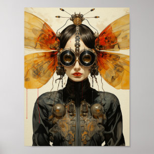 Poster Femme d'insectes scifi Steampunk