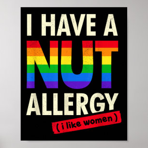Poster Femme Drôle Chemise Lesbienne J'Ai Une Allergie Nu