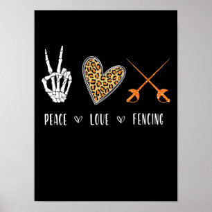Poster Femme Drôle Paix Amour Escrime Vêtements Cadeau Po