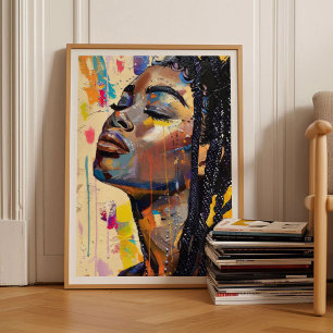 Poster Femme Éclectique Peinture Pop Art Grande Œuvre d'