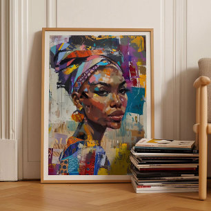 Poster Femme Éclectique Peinture Pop Art Grande Œuvre d'A