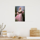 Poster Femme élégante dans un jardin rose (Cuisine)