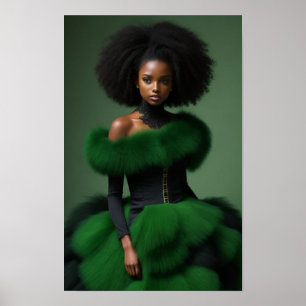 Poster Femme Élégante de Haute Couture au Modèle Noir Bel