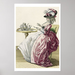 Poster Femme élégante en robe "a l'Anglaise" Boire C