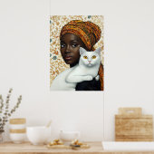 Poster Femme élégante et chat (Cuisine)
