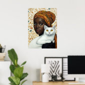 Poster Femme élégante et chat (Bureau à domicile)