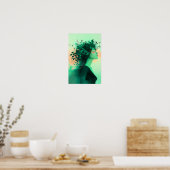 Poster Femme émeraude botanique imprimée (Cuisine)