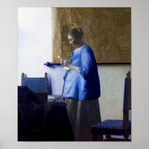 Poster Femme en bleu, Johannes Vermeer