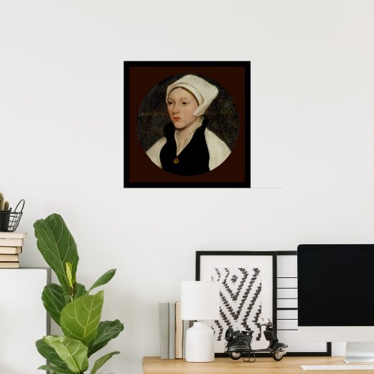 Poster Femme en coif blanc par Holbein toile Imprimer (Bureau à domicile)