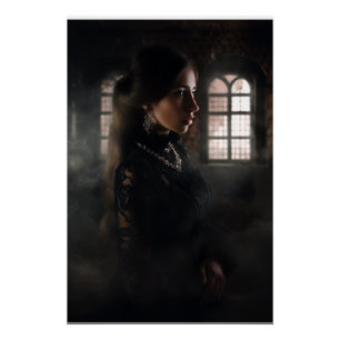Poster Femme en dentelle gothique Chambre de pierre brume