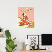 Poster Femme en fleurs de cerisiers (Bureau à domicile)