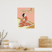 Poster Femme en fleurs de cerisiers (Cuisine)
