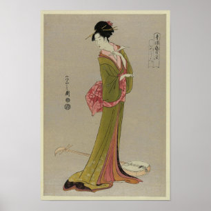 Poster Femme En Kimono Art Vintage Japonais