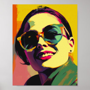 Poster Femme en lunettes de soleil Pop Art