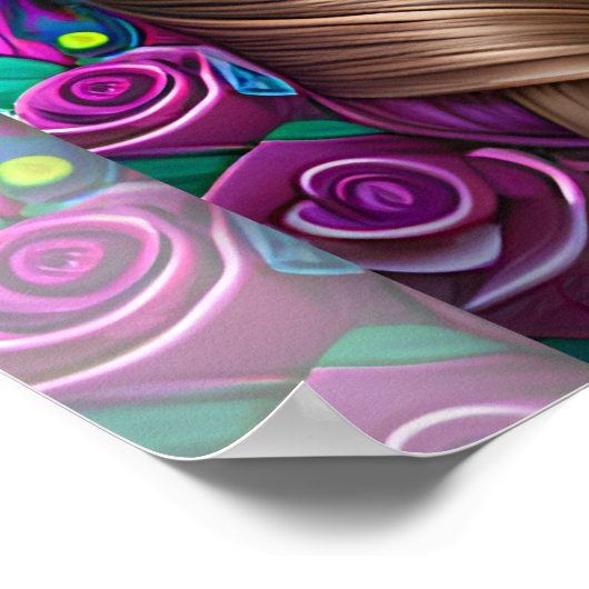 Poster Femme en maquillage crâne sucre - Crâne sucre Art (Coin)