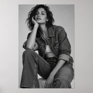 Poster Femme en noir et blanc dans un portrait de mode en